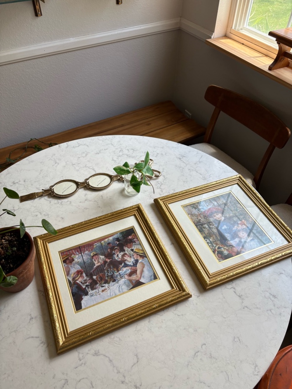 Vintage Gold Framed Wall Art Pair Pierre Auguste Renoir On The Terrace